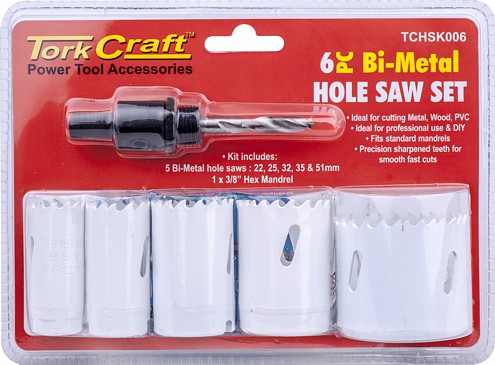 6 Piece Bi-Metal Hole Saw Set